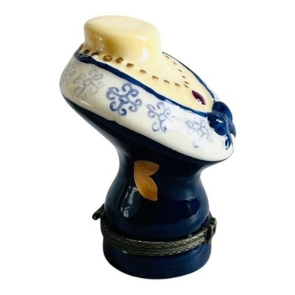 Rare Vintage Porcelain Mannequin Bust Trinket Box Hinged Necklace Ring Box NIB - Picture 3 of 6
